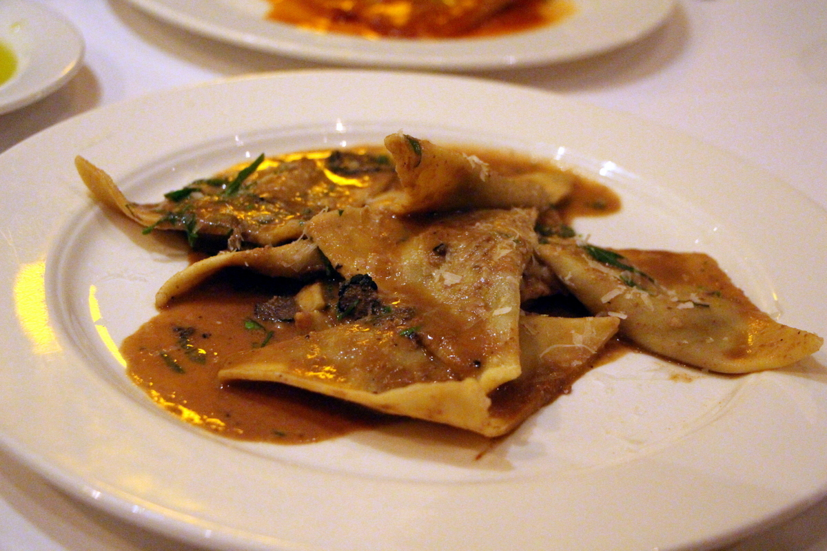 Babbo signature dishes Beef Cheek RavioliMint Love LettersPork Chop with Cherry Peppers